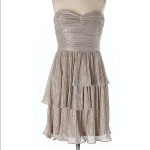 Strapless gold dress